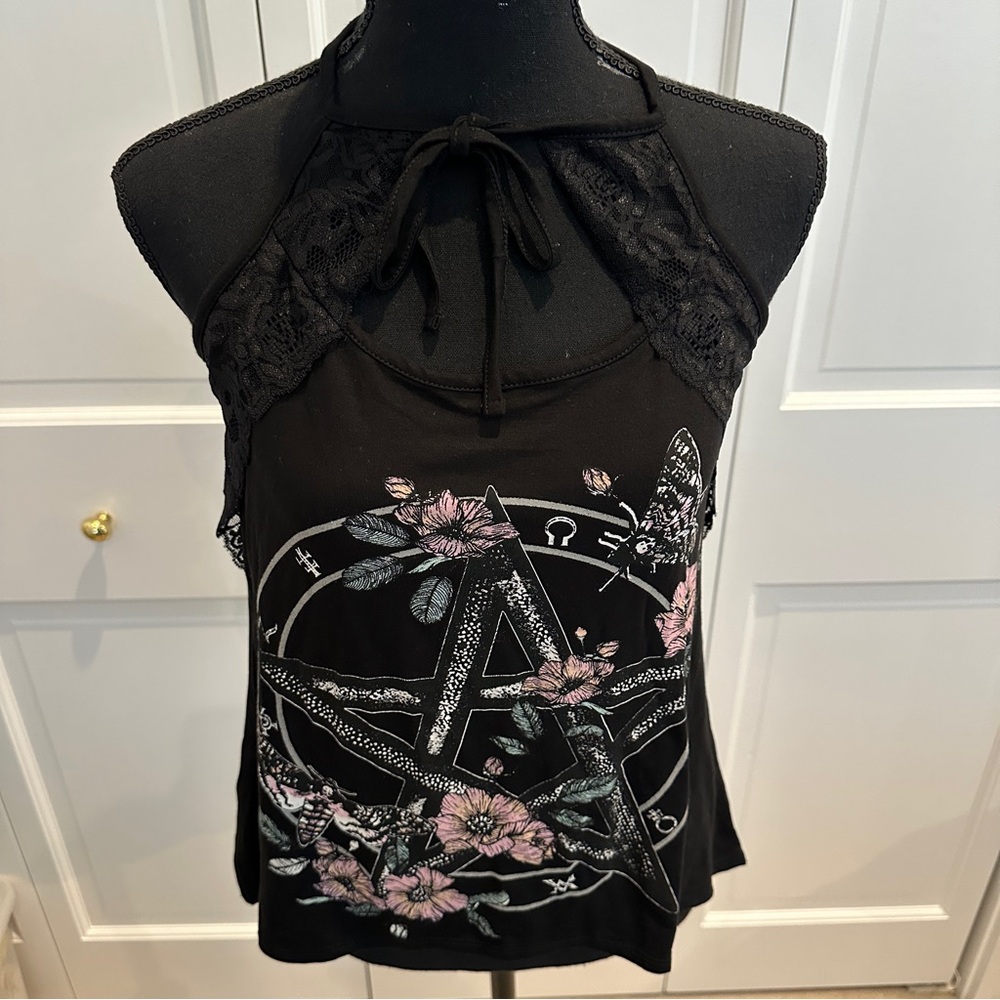 Midnight Hour Floral Pentagram Racerback Tank - Picture 3 of 8